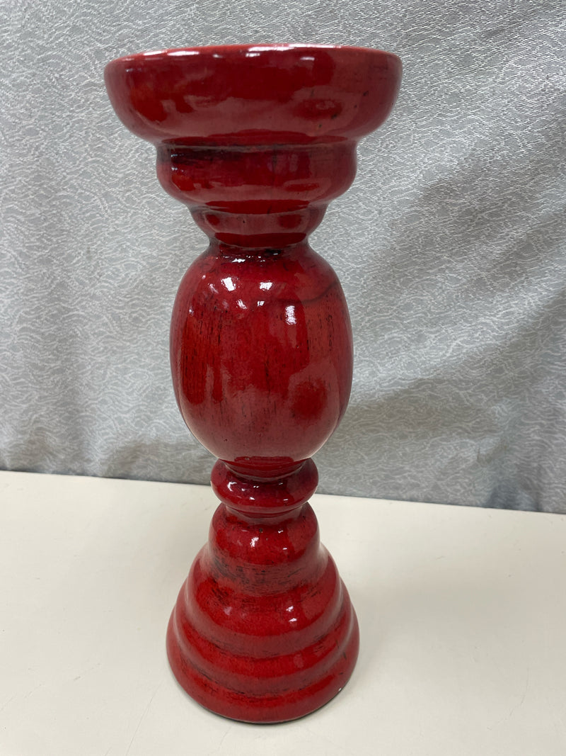 RED CERAMIC CANDLE STAND