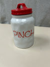 WHITE/RED "PINCH" CONTAINER