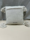 BEIGE SQUARE PILLOW W/TASSLES