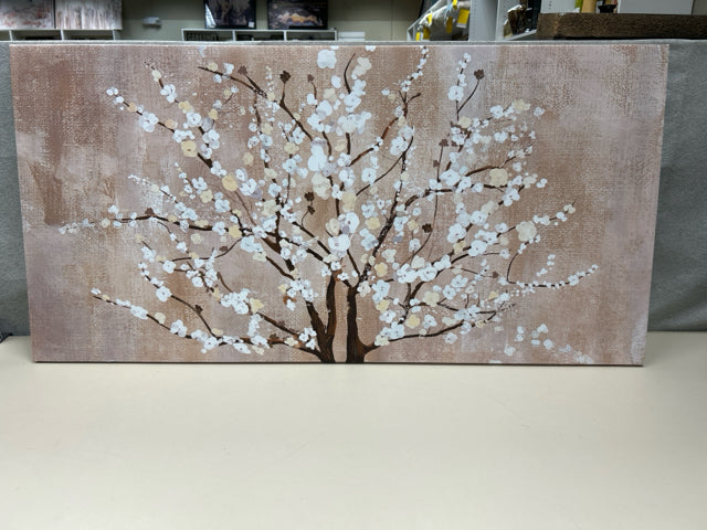 TAN W/WHITE FLORAL CANVAS