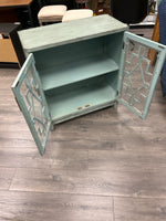 GREEN WOOD GLASS CABINET