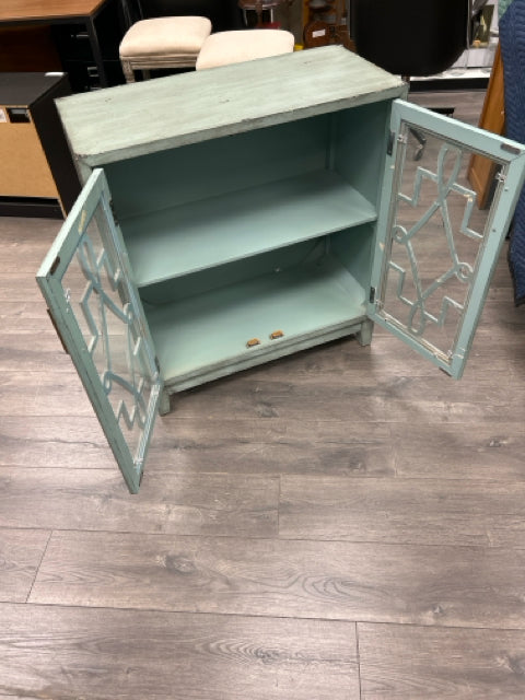 GREEN WOOD GLASS CABINET