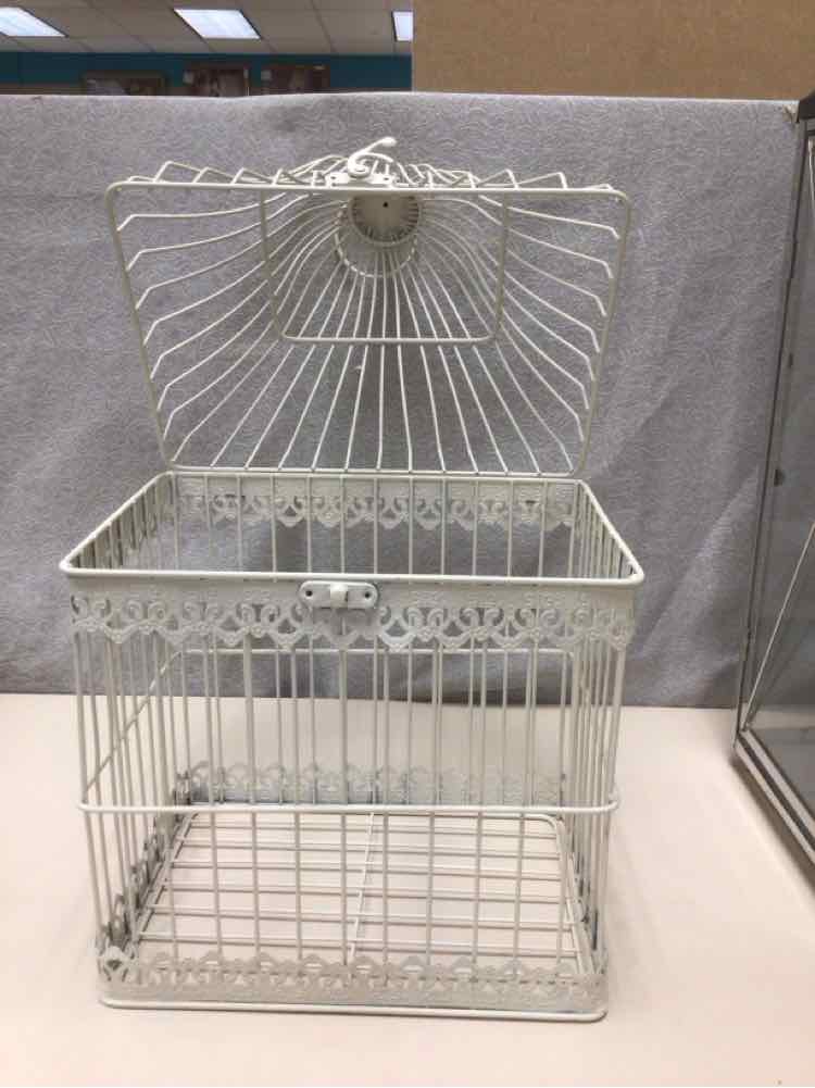 WHITE METAL BIRDCAGE