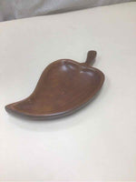 VINTAGE HAND-CARVED WOOD LEAF DISH