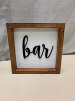 WOOD FRAME "BAR" SIGN