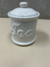 WHITE CERAMIC "TEA" CONTAINER