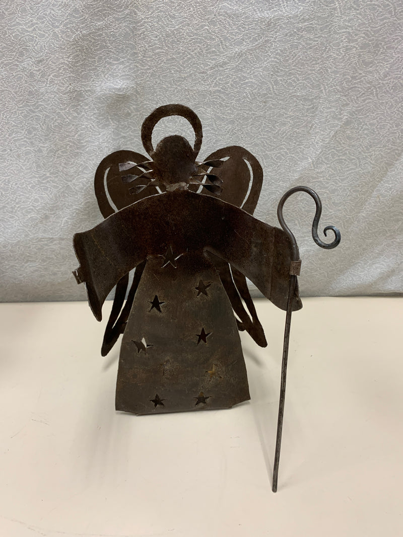 BROWN METAL ANGEL CANDLE VOTIVE