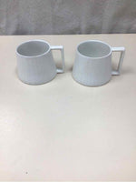 2 WHITE SPECKLED MUGS