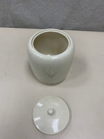 CREAM CERAMIC CONTAINER W LID