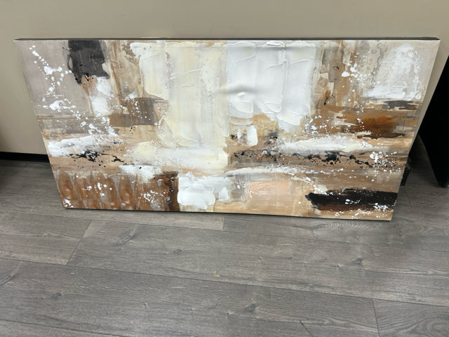 BROWN BLACK WHITE ABSTRACT CANVAS