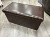 BROWN FAUX LEATHER LIDDED CHEST
