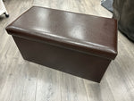 BROWN FAUX LEATHER LIDDED CHEST