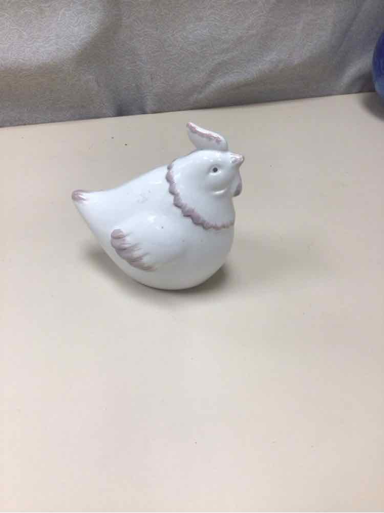 SMALL WHITE CERAMIC CHICKEN