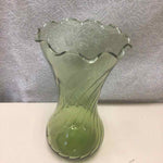 TALL GREEN GLASS RIPPLE VASE