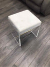 WHITE OTTOMAN W/GLASS