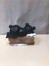 BEAR NAPPING ON A LOG FIGURE