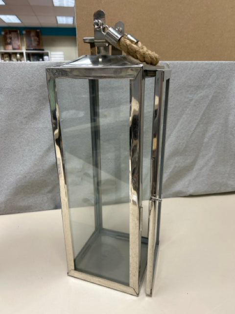 LARGE SILVER LANTERN W/ROPE