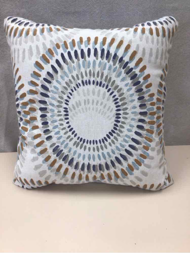 WHITE/BLUE/GOLD BURST PATTERN PILLOW