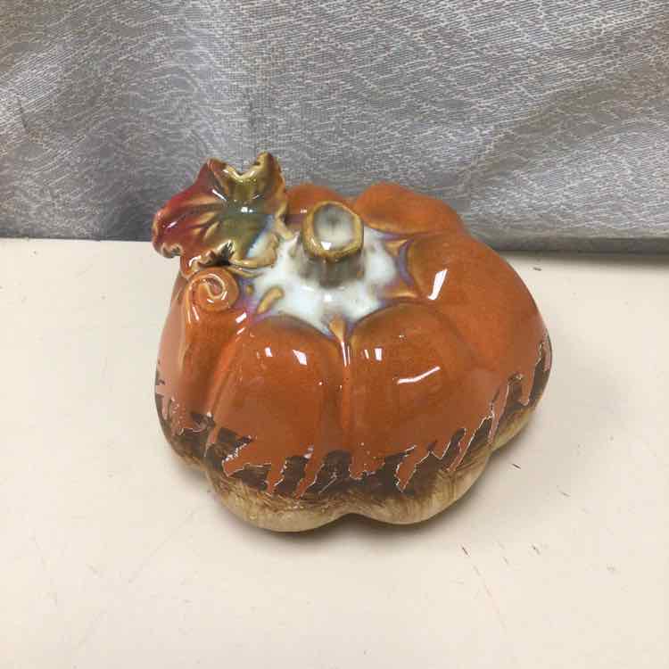 CERAMIC ORANGE/LIGHT BROWN PUMPKIN