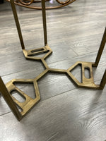 MARBLE END TABLE WITH GOLD LEGS