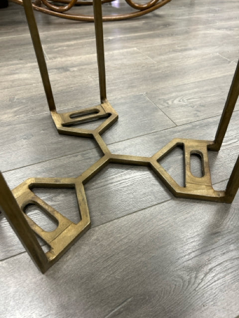 MARBLE END TABLE WITH GOLD LEGS