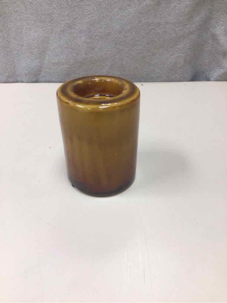 GLASS AMBER CANDLE HOLDER