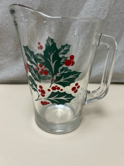 HOLLY THEME GLASS PITCHER