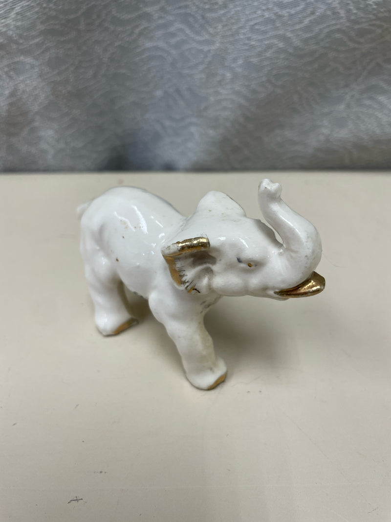 CREAM GOLD CERAMIC ELEPHANT FIGURINE