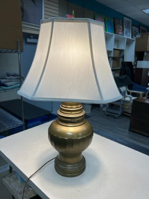 BRONZE LAMP W/WHITE SHADE