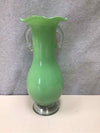 GREEN VASE W/HANDLES