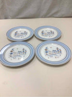 4 SMALL BLUE/BROWN PLATES
