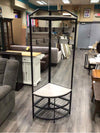 GREY CORNER COAT RACK WITH SHOE BENCH