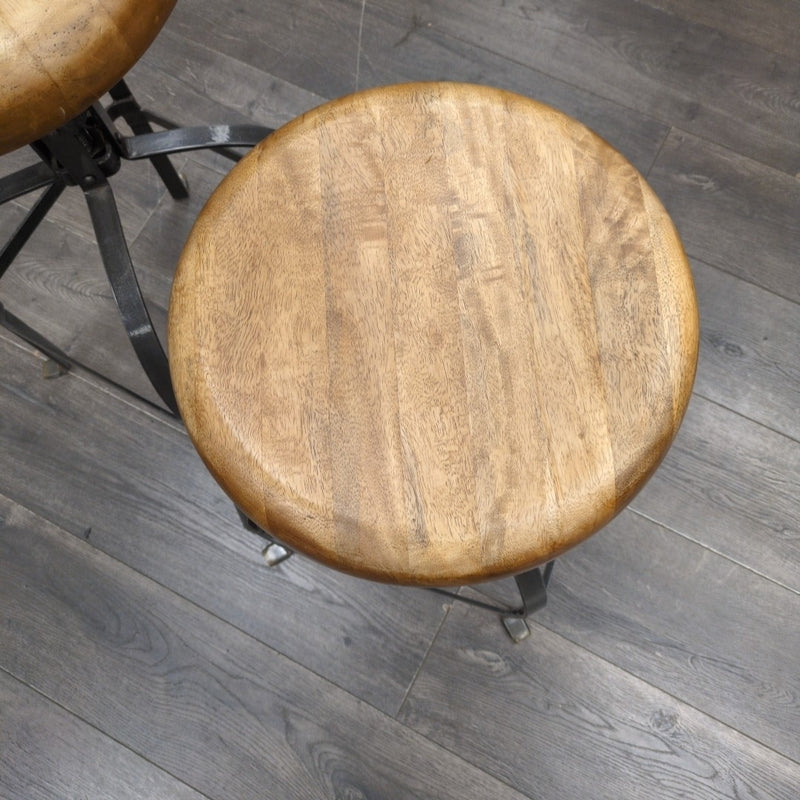 2 IRON/WOOD STOOLS