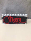 "MERRY" PLAID WOOD SIGN