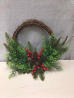 VINE WREATH W/CONES AND BERRIES
