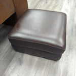 DARK BROWN LEATHER OTTOMAN