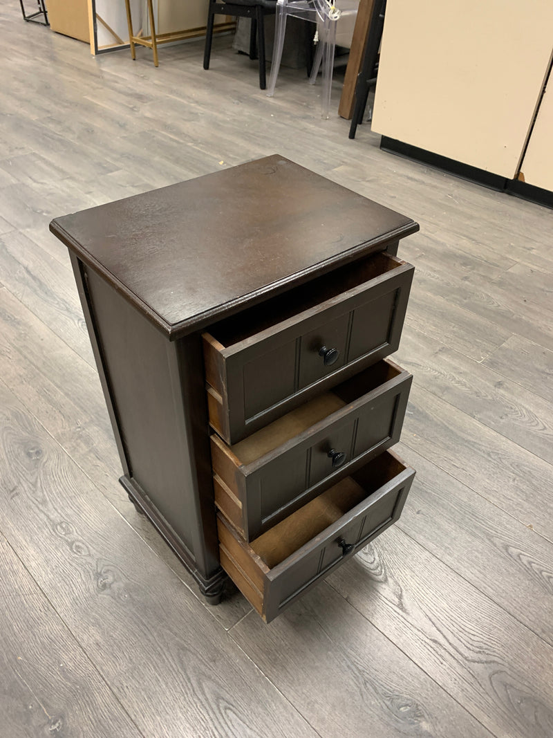 DARK BROWN 3 DRAWER END TABLE