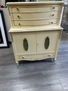 WHITE ANTIQUE DRESSER W/CABINET