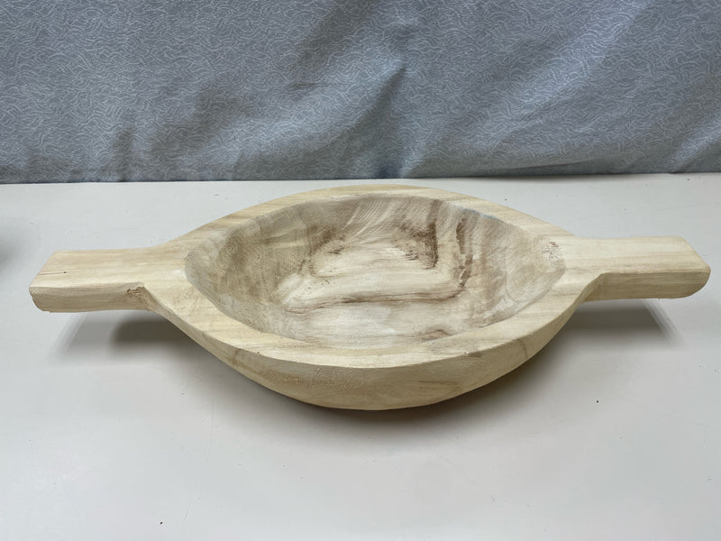 WOOD BOWL W/HANDLES