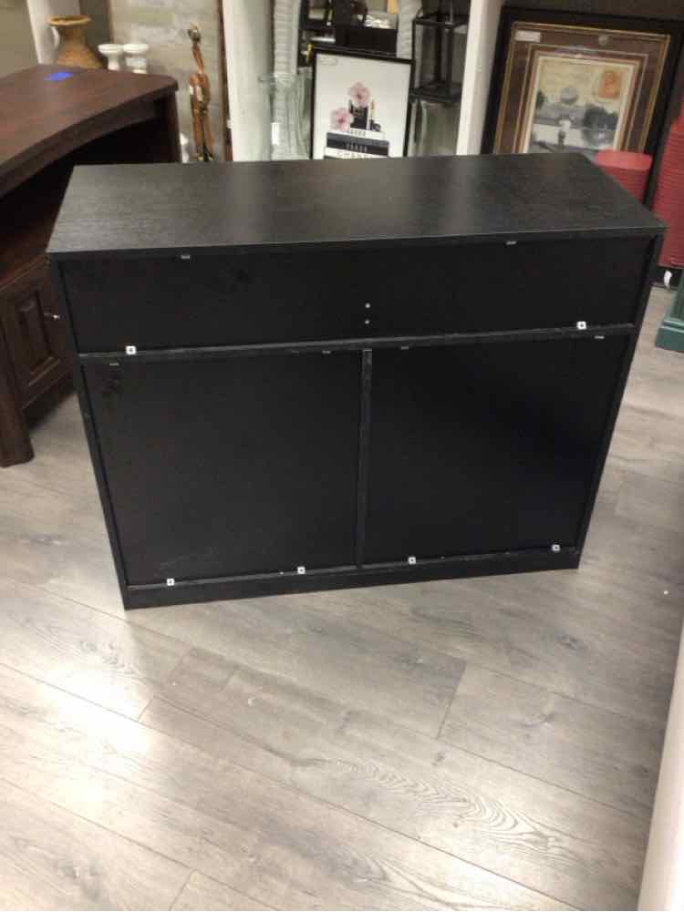 BROWN BLACK WOOD STORAGE CABINET