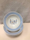 4 BROWN/BLUE VINTAGE BOWLS