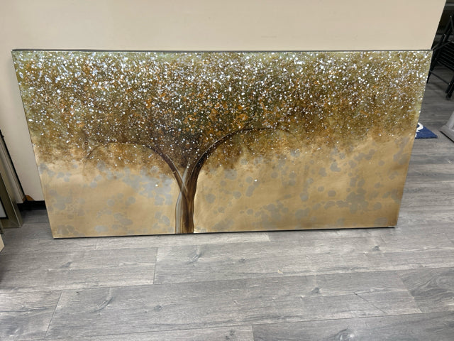 BROWN TREE W/WHITE CANVAS
