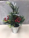 XMAS TREE IN BUCKET W/LIGHTS