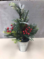 XMAS TREE IN BUCKET W/LIGHTS