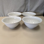 4 WHITE RIDGED DINNER BOWLS