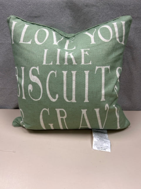 GREEN BISCUITS & GRAVY PILLOW