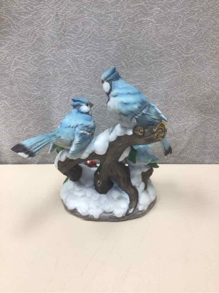 BLUE JAYS IN SNOW FIGURINE
