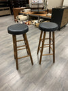 2 30" WOOD BLACK ROUND BACK LESS STOOL