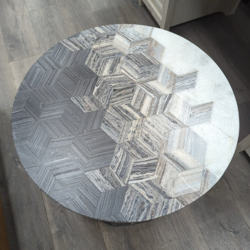 2 PIECE STONE/METAL END TABLE