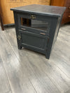 BLACK END TABLE W/GLASS CABINET